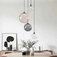 LumenXL 4-Licht-Pendelleuchte Luminor mit verschiedenen Glaskugeln