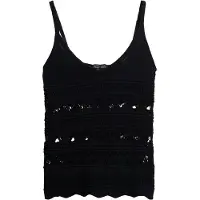 Superdry für Damen. W6012031A Schwarzes Häkeltop (S), Lässig, Baumwolle, Ärmellos / Hosenträger
