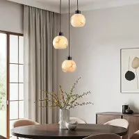 LumenXL 3-Licht-Pendelleuchte mattschwarz mit Marmoroptik - Marmore