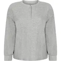 Hunkemoller Top Waffelstrick Henley Grau