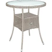 Casaria Polyrattan Gartentisch 60cm Rund 5mm Sicherheitsglas Höhenverstellbar 80kg Belastbarkeit Wetterfest Terrasse Balkon Beistelltisch Tisch Beige