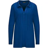 Goldner Kurzgröße: Halbarm Blusenshirt mit Hemdkragen in royalblau | Gr.: 23