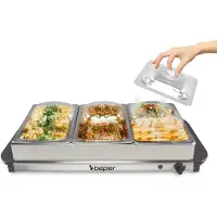 Beper P101tem002 Buffet Warmer with 4 Removable Trays and Hot Plate Base