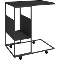 vidaXL Beistelltisch mit Rollen Schwarz 55x36x63,5 cm Holzwerkstoff