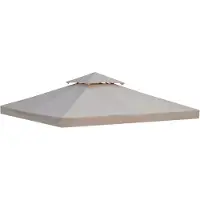 Outsunny Ersatzdach für Gartenpavillon, Ersatzüberdachung für Gartenlaube/Zelt, 3 x 3 m, Beige