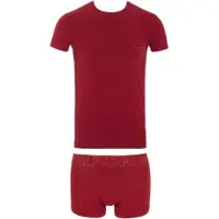 Emporio Armani für Herren. EM000398_AF14978 Megalogo burgunderfarbenes T-Shirt und Boxershorts-Set (L), Rot, Heimtextilien, Baumwolle, Kurza