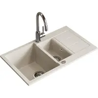 Bergström Spülbecken Seattle Weiß 80 x 50 cm mit 2 Spülbecken & Trockenplatz, Model 57784