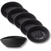 Wilmax Ovaler Teller SlateStone Schwarz 8 x 6 x 3 cm Porzellan, 6er Set
