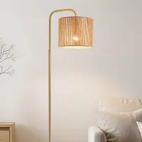 LumenXL Stehleuchte Kiri mit natürlichem Lampenschirm