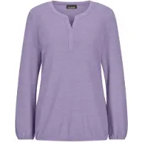 Goldner Kurzgröße: Elegante Bluse mit Zierblende, Rundhals in flieder | Gr.: 24