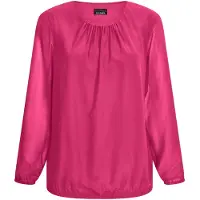 Goldner Kurzgröße: Jerseybluse mit Falten-Details in pink | Gr.: 23