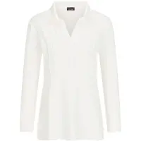 Goldner Kurzgröße: Halbarm Blusenshirt mit Hemdkragen in cremeweiß | Gr.: 21
