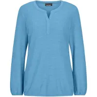 Goldner Langarmshirt "Kurzgröße Elegante Bluse mit Zierblende, Rundhals" Gummibündchen