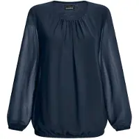 Goldner Kurzgröße: Jerseybluse mit Falten-Details in marine | Gr.: 19