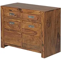Wohnling Sideboard mit 2 Schubladen Sheesham massiv 90 cm - MOA