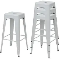 Generique 4er-Set Barhocker HWC-A73, Barstuhl Tresenhocker, Metall Industriedesign stapelbar weiß
