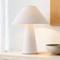 LumenXL Leinen-Bouclé-Tischlampe Tisch – weiß