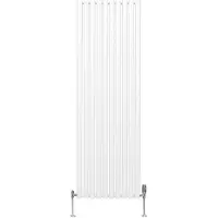 MonsterShop Oval Röhrenheizkörper & Chrom Thermostatventile – 1800mm x 600mm - Weiß