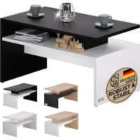 Casaria Couchtisch mit Stauraum Weiß Anthrazit