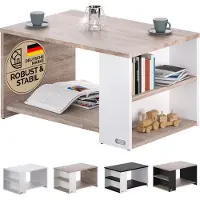 Casaria Couchtisch mit Stauraum Weiß Eiche