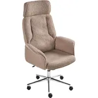 Beliani Bürostuhl Braun Bouclé Gepolstert Gesteppt Höhenverstellbar Drehbar mit Armlehnen Sicherheitsrollen Wippfunktion Modernes Design Drehstuhl