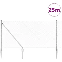 vidaXL Maschendrahtzaun mit Stacheln 25 x 1,2 m Verzinkter Stahl Netz