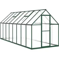Helloshop26 - Gewächshauszelt für Pflanzen Blumen und Gemüse mit Grundrahmen 445 x 169 x 195 cm grünes Aluminium 02_0044506