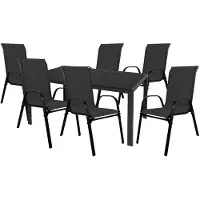 Mojawo 7tlg Gartengarnitur Sitzgarnitur L150xB90xH74cm Non-Wood Schwarz