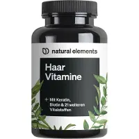 Natural Elements Haar Vitamine – 180 Kapseln mit Keratinhydrolysat, Biotin, Selen, Zink & mehr 105 g