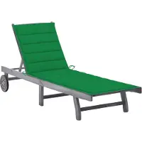 Helloshop26 - Sonnenliege Deckstuhl Sonnenbett Gartenbett Terrassenmöbel mit grauem Kissen massives Akazienholz 02_0012486