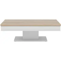 Vente-unique Couchtisch mit Stauraum - Eichenholz-Optik - Weiß - ASTULIA