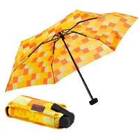 Euroschirm Taschenregenschirm "Dainty, Karo gelb orange" kariert, besonders leicht, super flach und extra klein