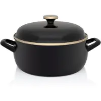 Metalac Tiefer Topf Emaille INDUKTION 24 cm 5L Schwarz