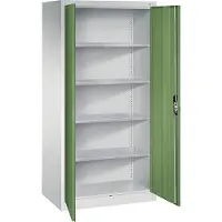 C+P Werkstatt-Flügeltürschrank, HxBxT 1950 x 930 x 600 mm, lichtgrau / resedagrün