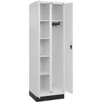C+P Wäsche-/Kombispind Classic PLUS, Sockel, 2 Abteile, 1950x600x500mm, 9016/901 Verschluss Zylinderschloss Front RAL 9016 Verkehrsweiß