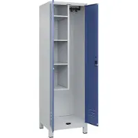 C+P CP Putzmittelschrank Classic Plus 080110-00-S10020 fernblau, lichtgrau 60,0 x 50,0 x 195,0 cm, aufge
