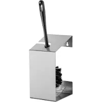Mediqo-Line Toilettenbürstenhalter Edelstahl geschliffen Anti Fingerprint, schwarze Nylonbürste, 2-