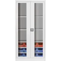 Mauser Stahlschrank mit Flügeltüren »jack look« 5 Fachböden befüllt grau, 95x195x42 cm