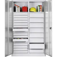 C+P Werkstattschrank mit 24 Schubladen | HxBxT 195x120x50cm | Lichtgrau von PROREGAL