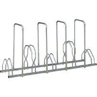 Mottez Fahrradständer , 2 Ebenen, für 5 Fahrräder mit Reifenbreite bis 55 mm, 4 Diebstahlsicherungsbügel, B 450 x T 1600 x H 830 mm, Stahl, metallgrau