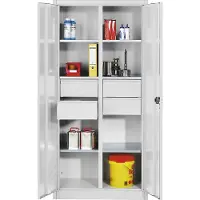 C+P Werkstattschrank mit 4 Schubladen | HxBxT 195x120x50cm | Lichtgrau von PROREGAL