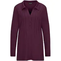 Goldner Kurzgröße: Halbarm Blusenshirt mit Hemdkragen in bordeaux | Gr.: 22