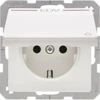 Berker Steckdose SCHUKO mit Klappdeckel u. Aufdruck EDV rot, Q.1/Q.3 polarweiss samt