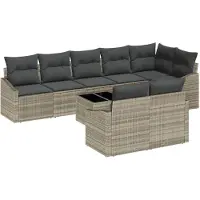vidaXL Gartensofa-set 9 Stk. Hellgrau Poly-Rattan
