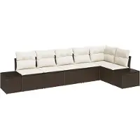 vidaXL Gartensofa-set 6 stk. Braun und Creme Poly-Rattan