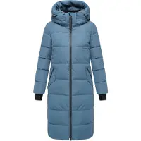 MARIKOO Steppjacke "Zuraraa XVI" mit Kapuze langer Winter Mantel gesteppt