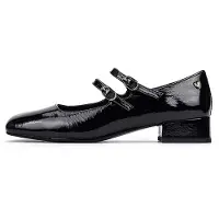 Martinelli für Damen. S021-B510HY Schwarze Serpenti Leder Ballerinas (38), 3 bis 5 cm, Schnalle, Lässig, Klassisch