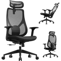 Sense7 Moyo Ergonomischer Bürostuhl Schreibtischstuhl Schwarz 3D-Armlehnen Netzrücken Lendenwirbelstütze Chefsessel Homeoffice PC Stuhl 150 kg