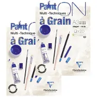 Clairefontaine 2x PaintON à grain/gekörnt, Block A3, kopfseitig geleimt, 20 Blatt, 250g, weiß, Mixed Media - 975050C