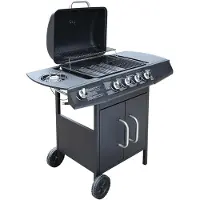 vidaXL Gasgrill 4+1 Flammen Schwarz